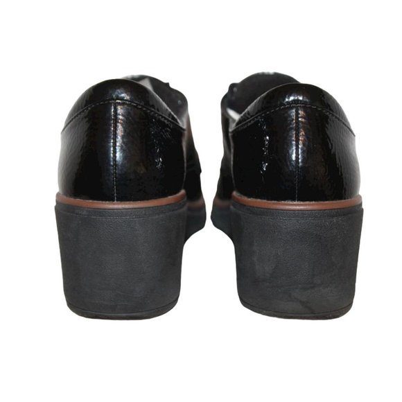 CLARKS COLLECTION Womens Black Patent Pebbled Leather Wedge SHOES Lace-up ~Sz 6M - Picture 4 of 7
